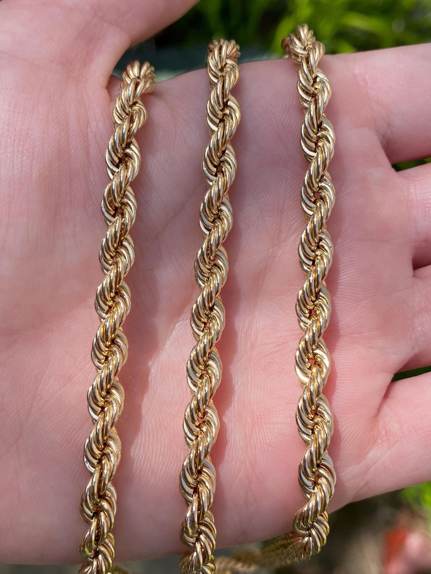 Vintage 14k Yellow Gold Chunky Long Rope Chain Necklace - 32.25 inches
