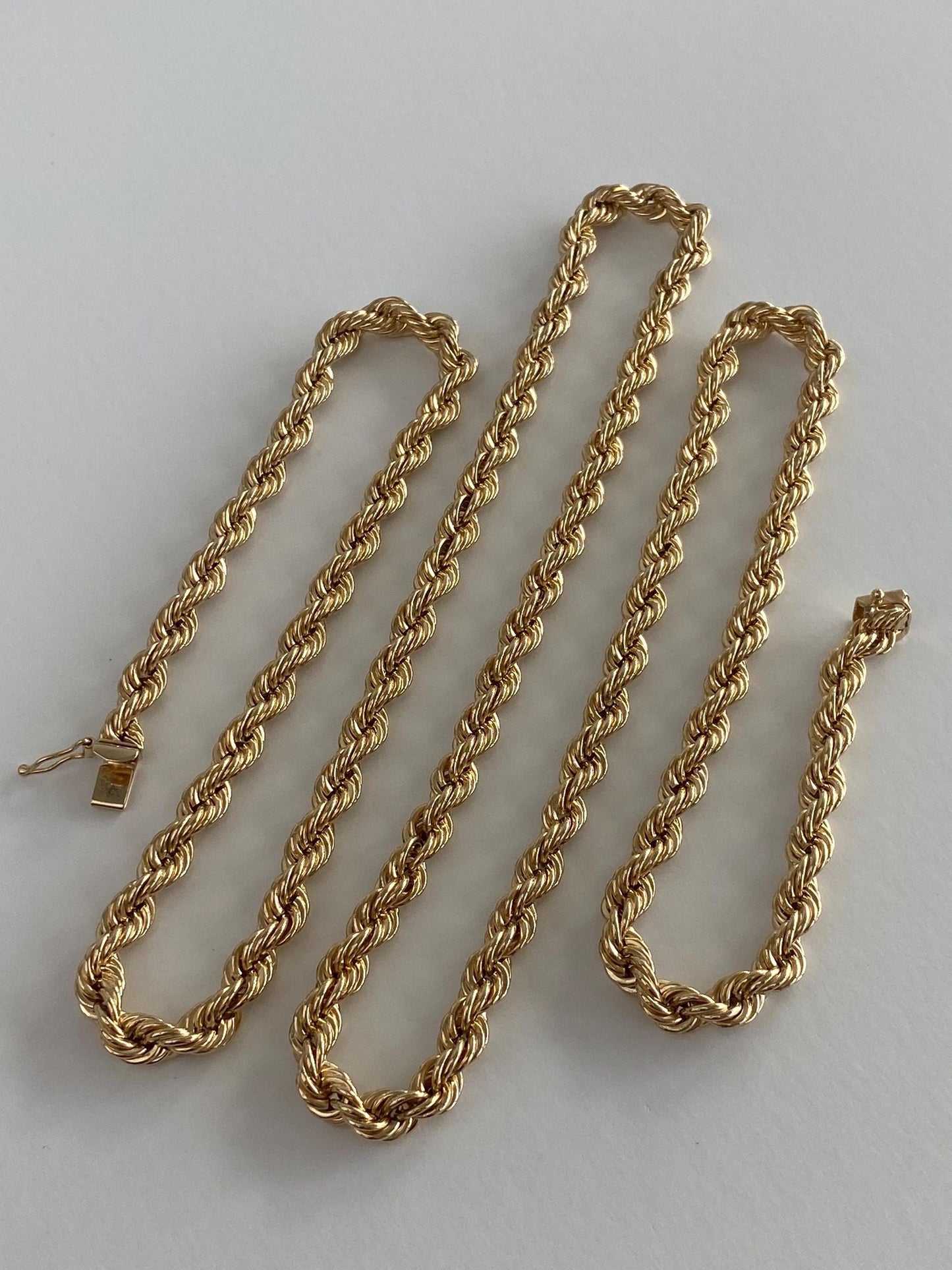 Vintage 14k Yellow Gold Chunky Long Rope Chain Necklace - 32.25 inches