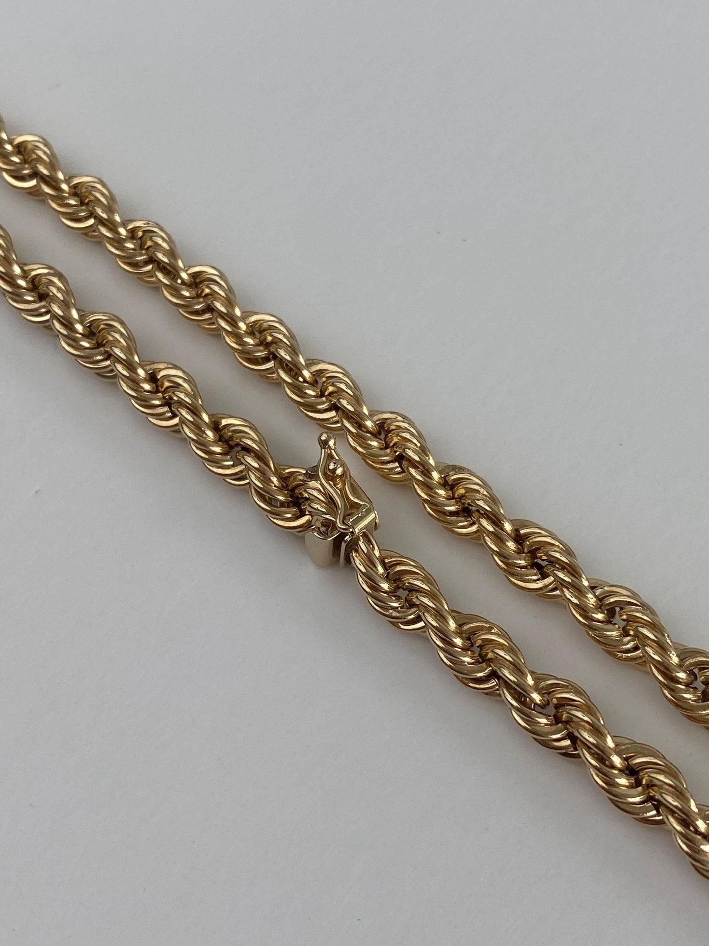 Vintage 14k Yellow Gold Chunky Long Rope Chain Necklace - 32.25 inches