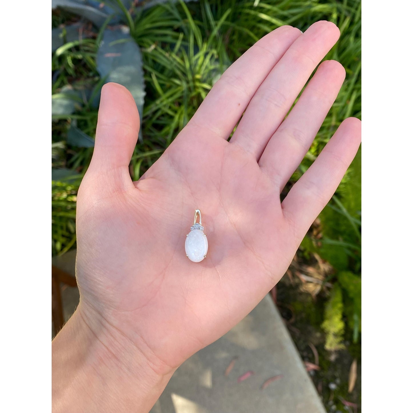 Solid 14k Yellow Gold Opal Diamond Charm