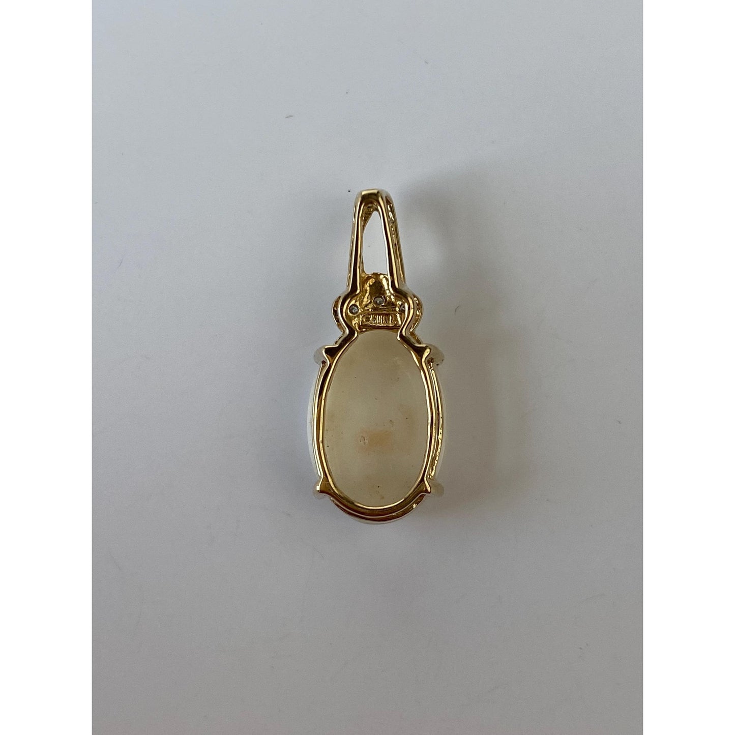 Solid 14k Yellow Gold Opal Diamond Charm