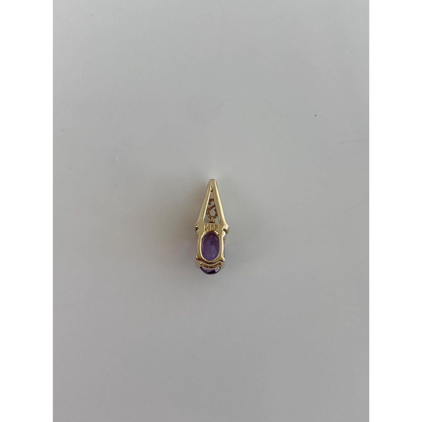 Vintage Solid 14k Yellow Gold Diamond Amethyst Charm