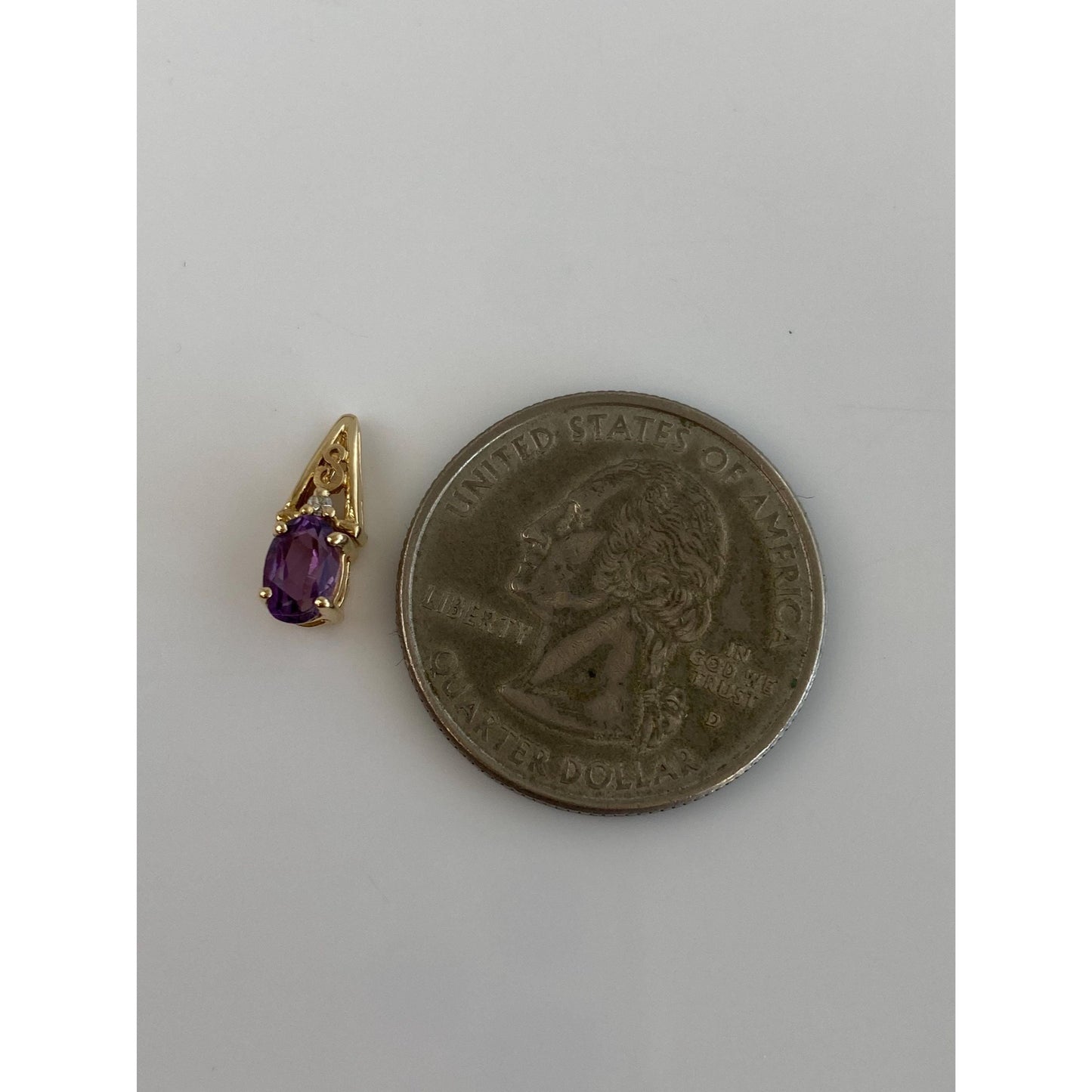 Vintage Solid 14k Yellow Gold Diamond Amethyst Charm