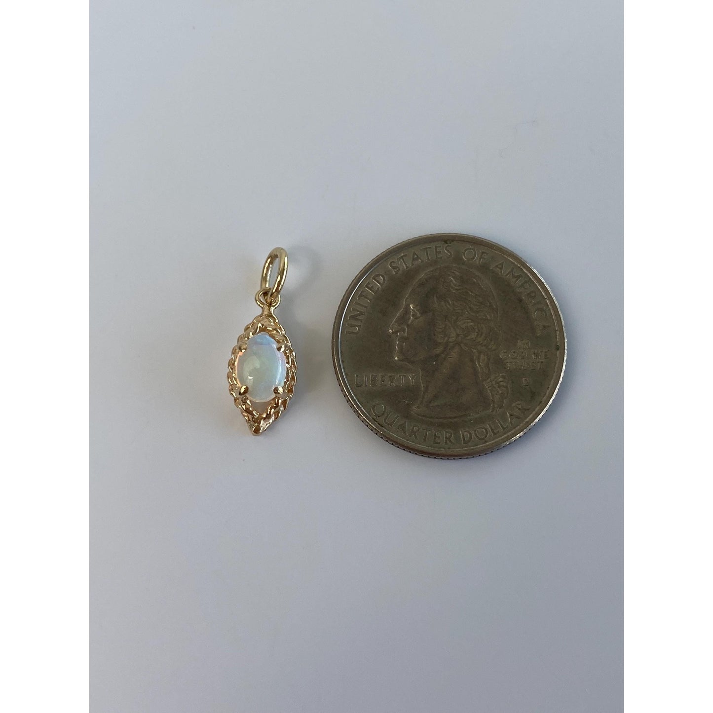 Solid 14k Yellow Gold Ornate Opal Charm