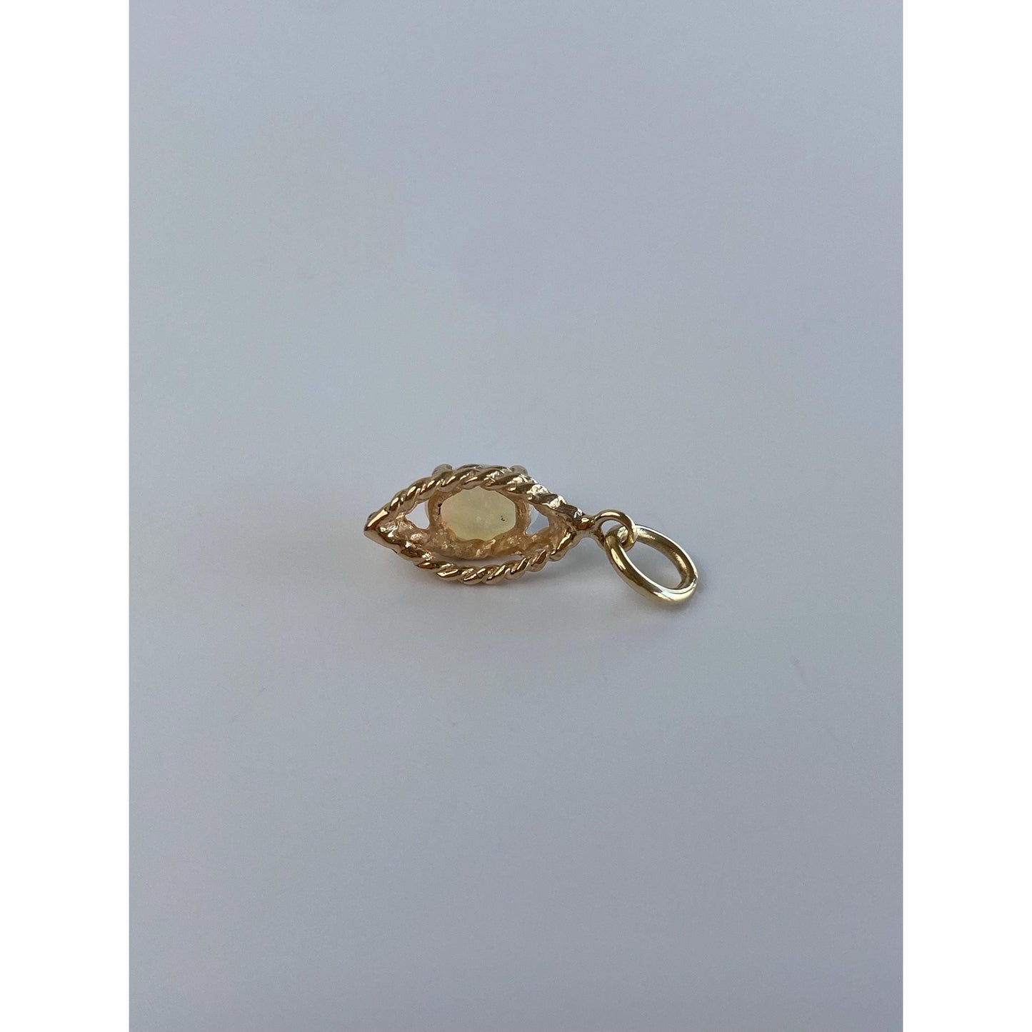 Solid 14k Yellow Gold Ornate Opal Charm