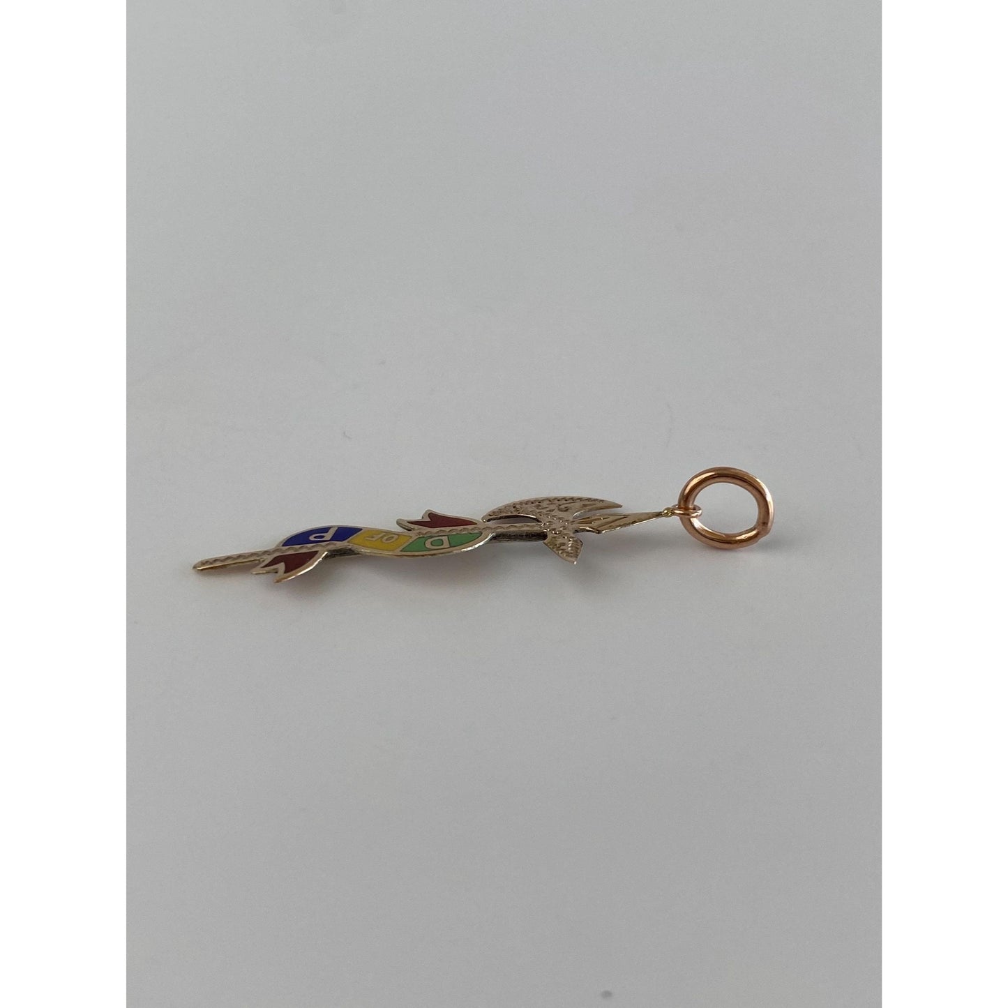 Vintage Solid 8k Rosey Enamel Ax Charm
