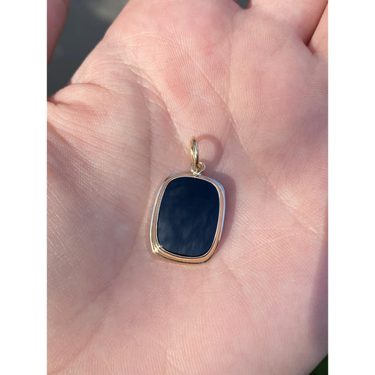 Vintage Solid 14k Yellow Gold Onyx Cufflink Conversion Charm