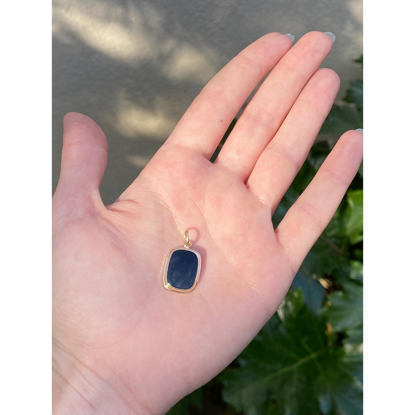 Vintage Solid 14k Yellow Gold Onyx Cufflink Conversion Charm