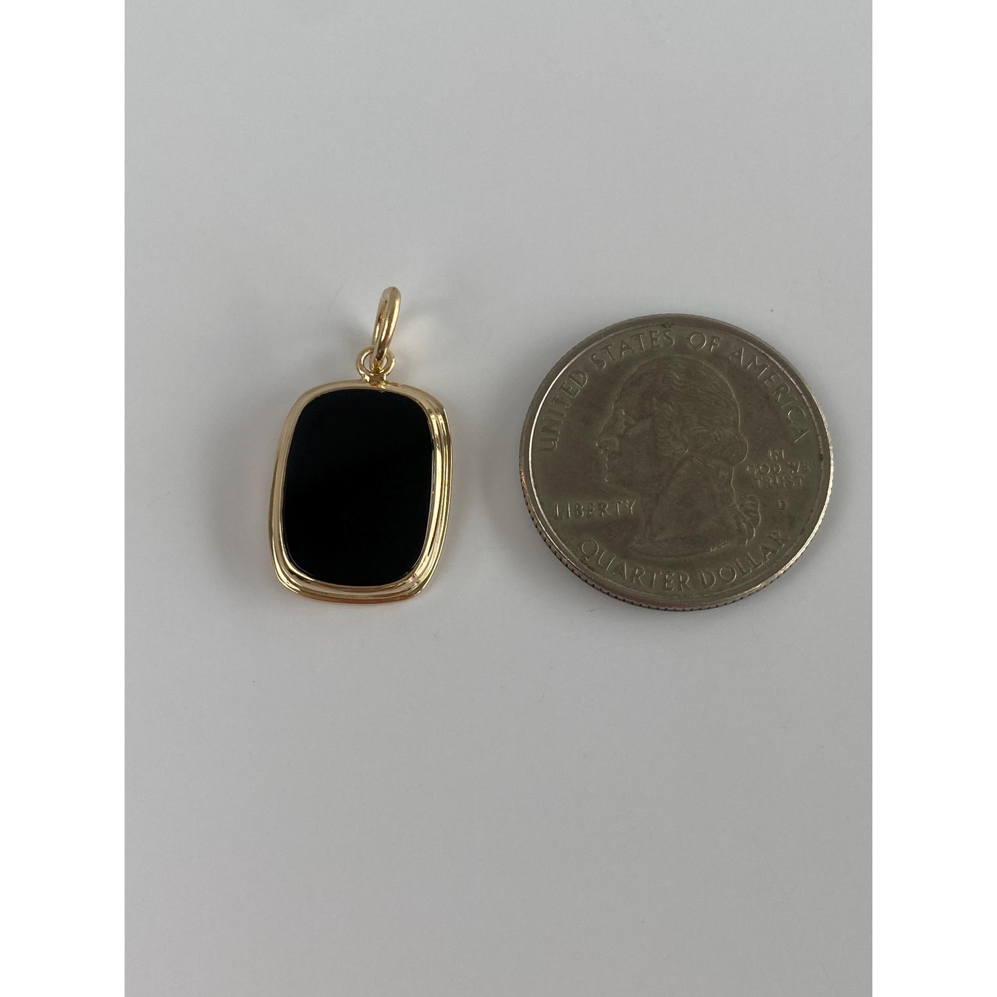 Vintage Solid 14k Yellow Gold Onyx Cufflink Conversion Charm