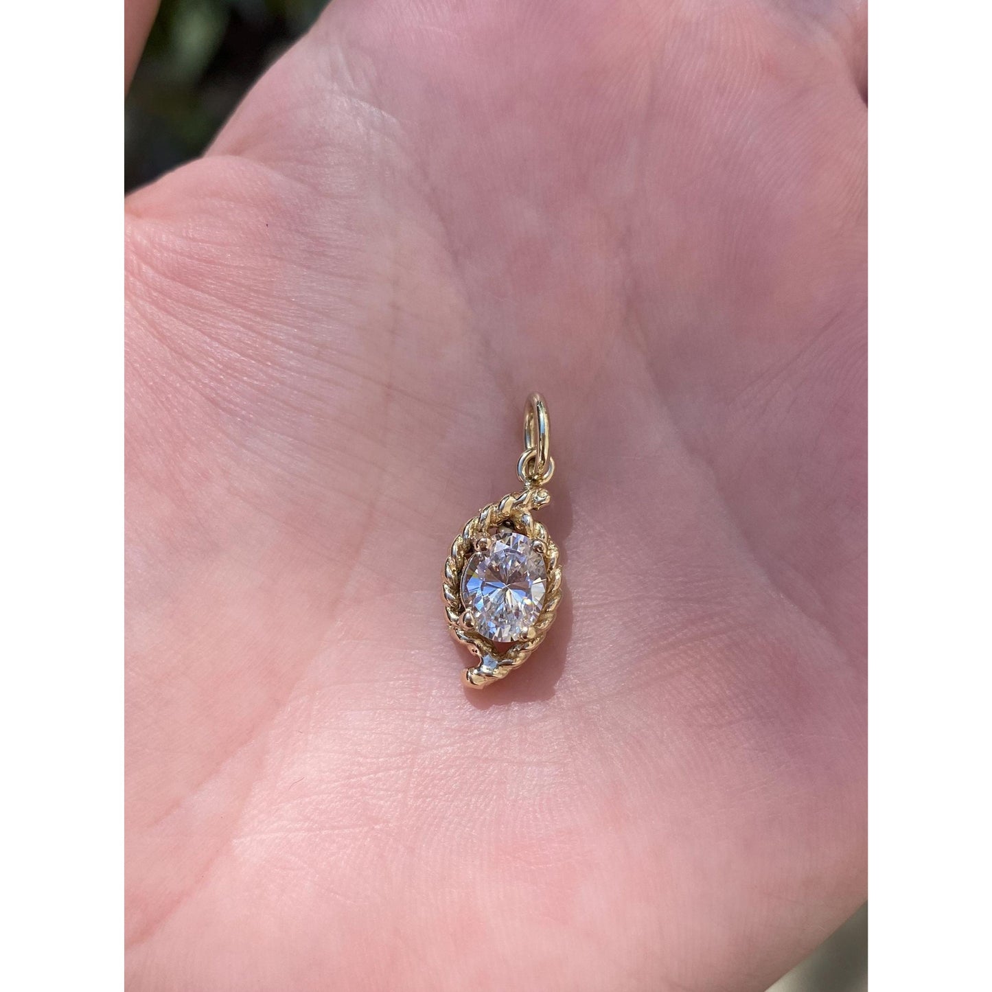Solid 14k Yellow Gold Cubic Zirconia Charm
