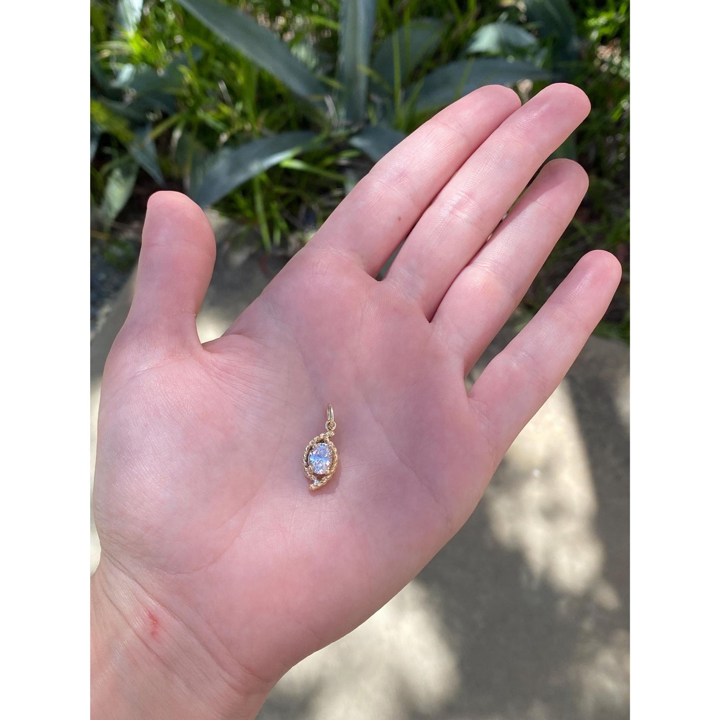 Solid 14k Yellow Gold Cubic Zirconia Charm