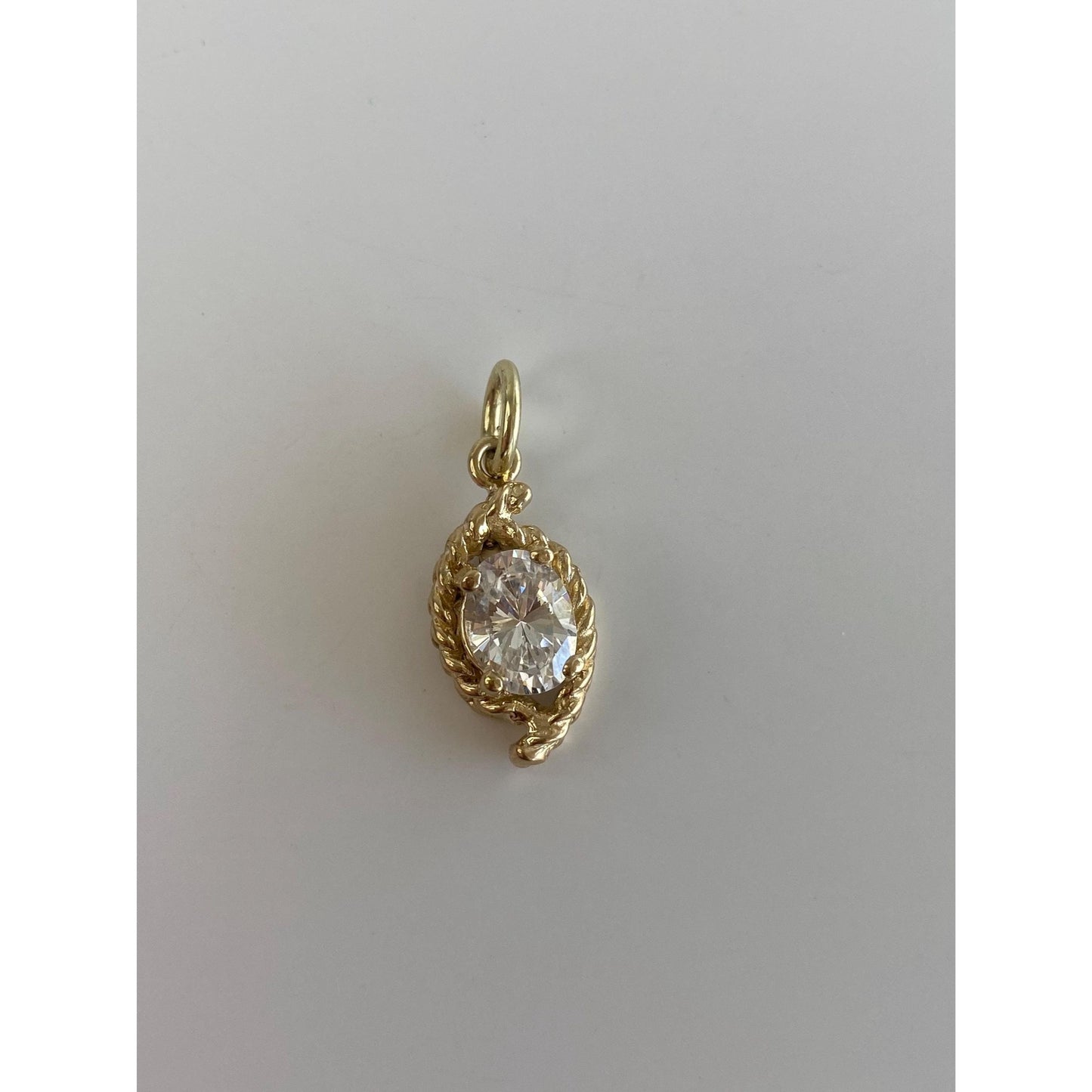 Solid 14k Yellow Gold Cubic Zirconia Charm
