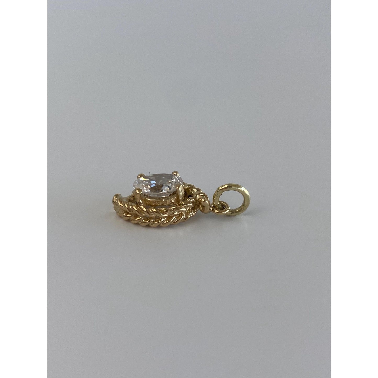 Solid 14k Yellow Gold Cubic Zirconia Charm