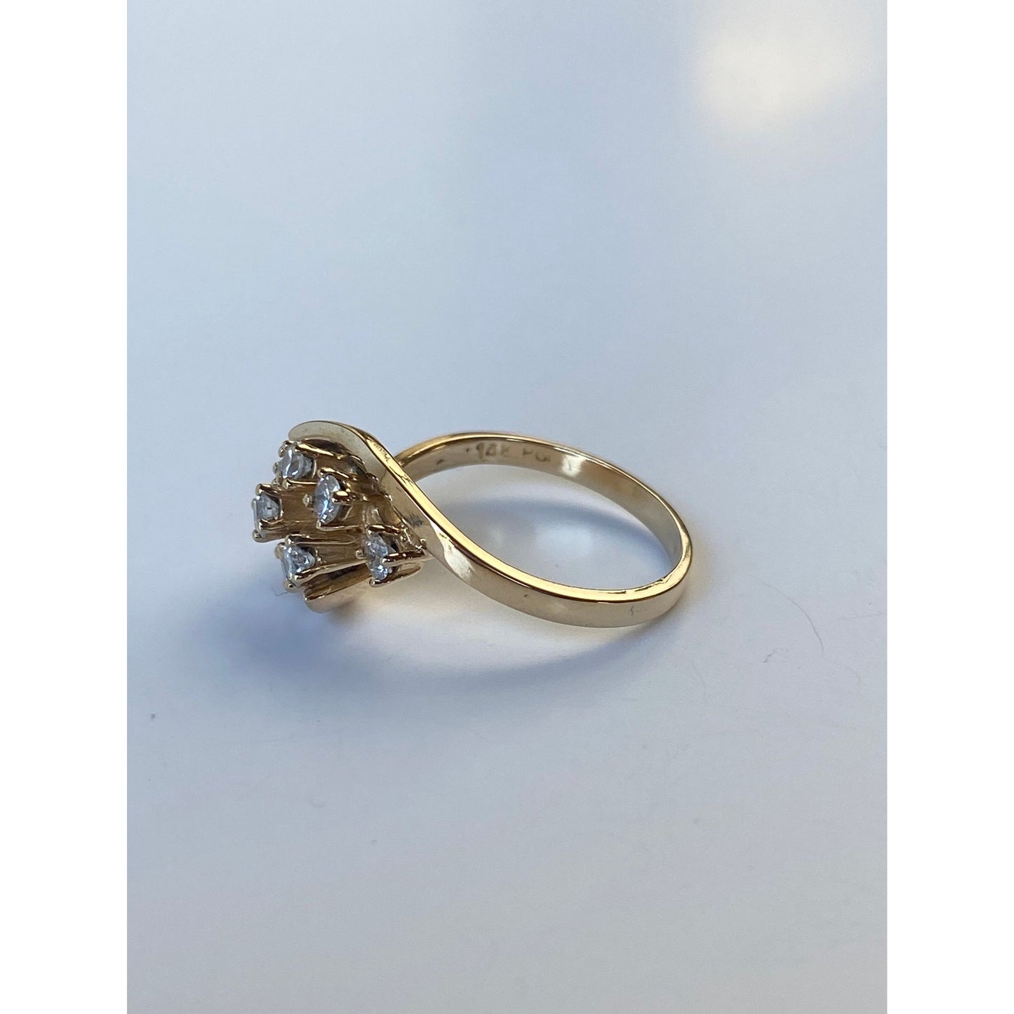 Vintage Solid 14k Yellow Gold Cubic Zirconia Cluster Ring - Size 6.75