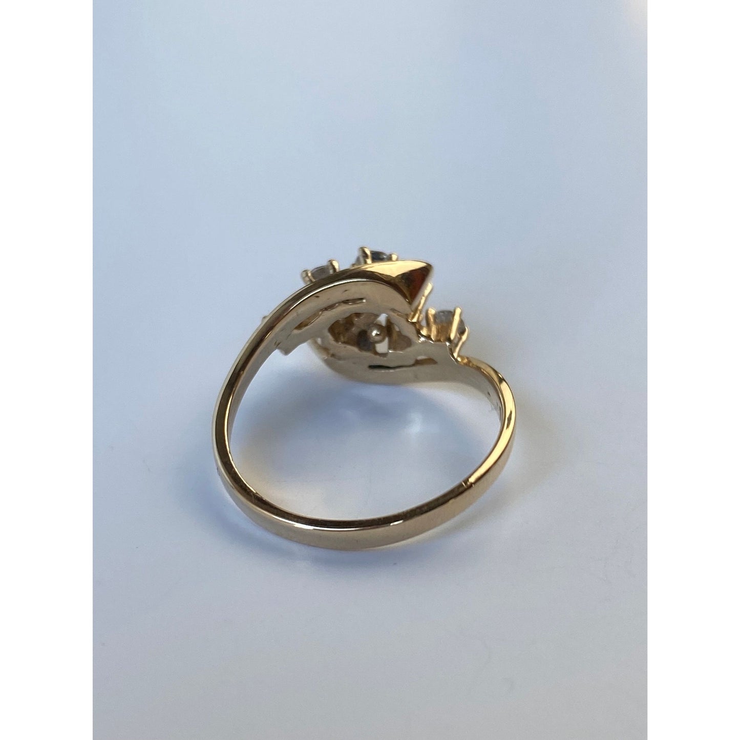 Vintage Solid 14k Yellow Gold Cubic Zirconia Cluster Ring - Size 6.75