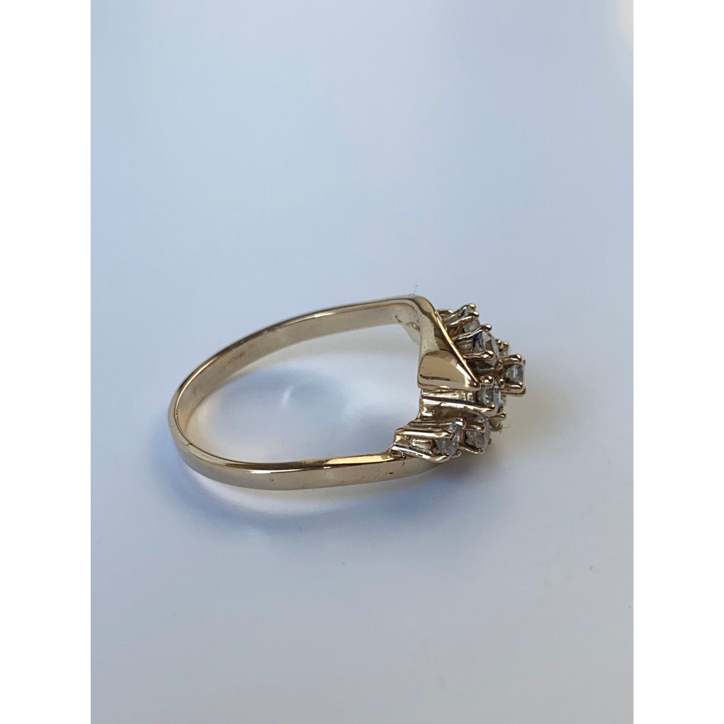 Vintage Solid 14k Yellow Gold Cubic Zirconia Cluster Ring - Size 6.75