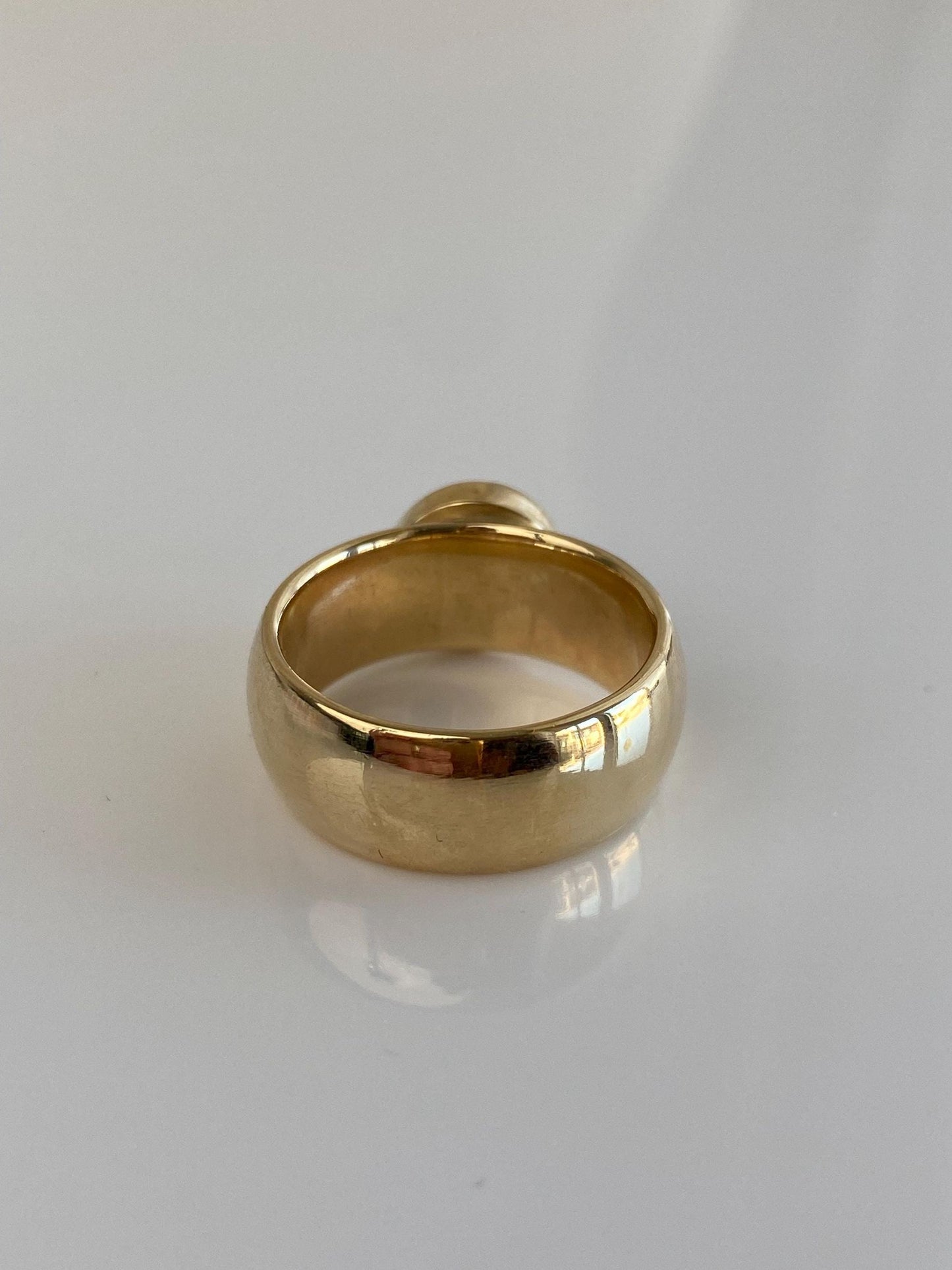 Vintage Solid 9k Yellow Gold Moissonite Ring - Size 6.75