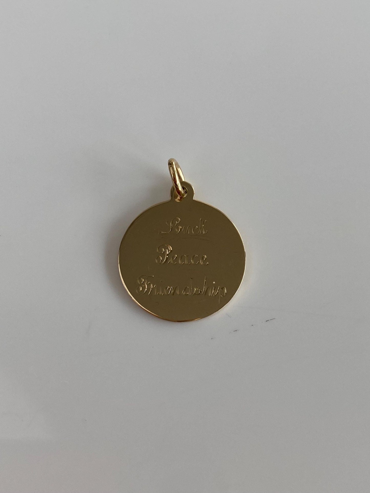 Vintage Solid 14k Yellow Gold Luck Peace Friendship Charm
