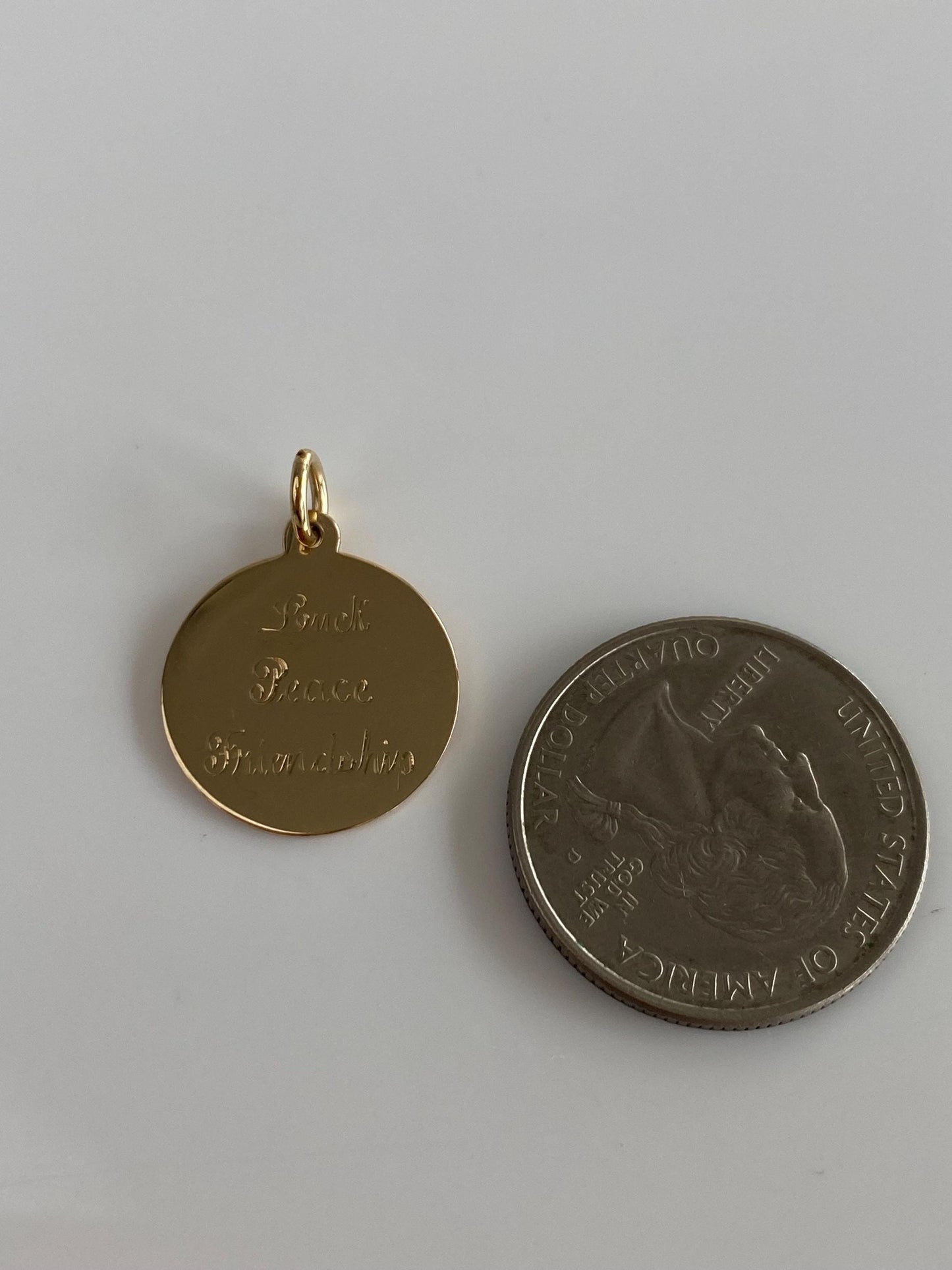 Vintage Solid 14k Yellow Gold Luck Peace Friendship Charm