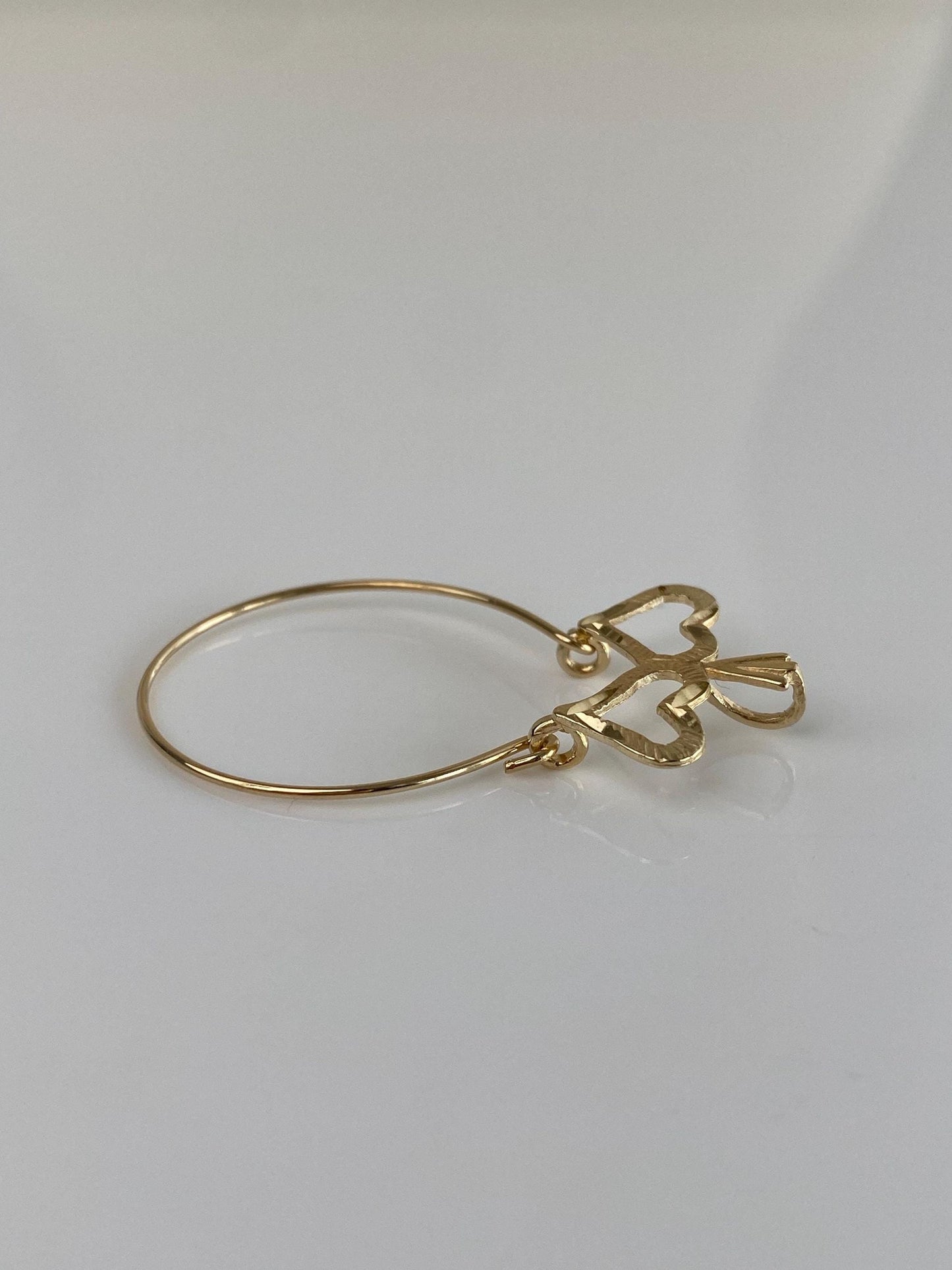 Vintage Solid 14k Yellow Gold Diamond Cut Hearts Charm Holder Charm