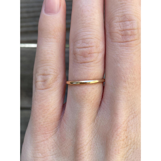Vintage Solid 14k Yellow Gold Slim Ring Band - Size 5.25