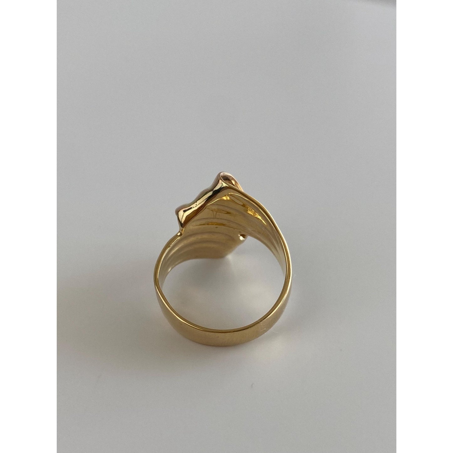 Vintage Solid 14k Rose & Yellow Gold Ribbon Ring Band - Size 7.5