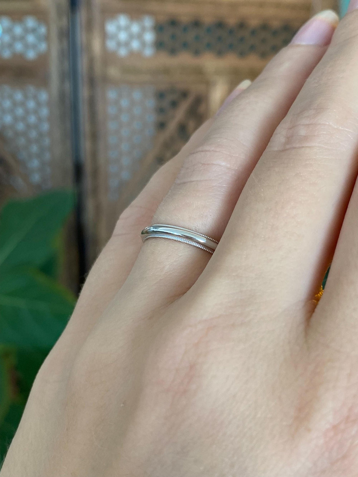 Vintage Solid 14k White Gold Milgrain Ring Band - Size 5.25
