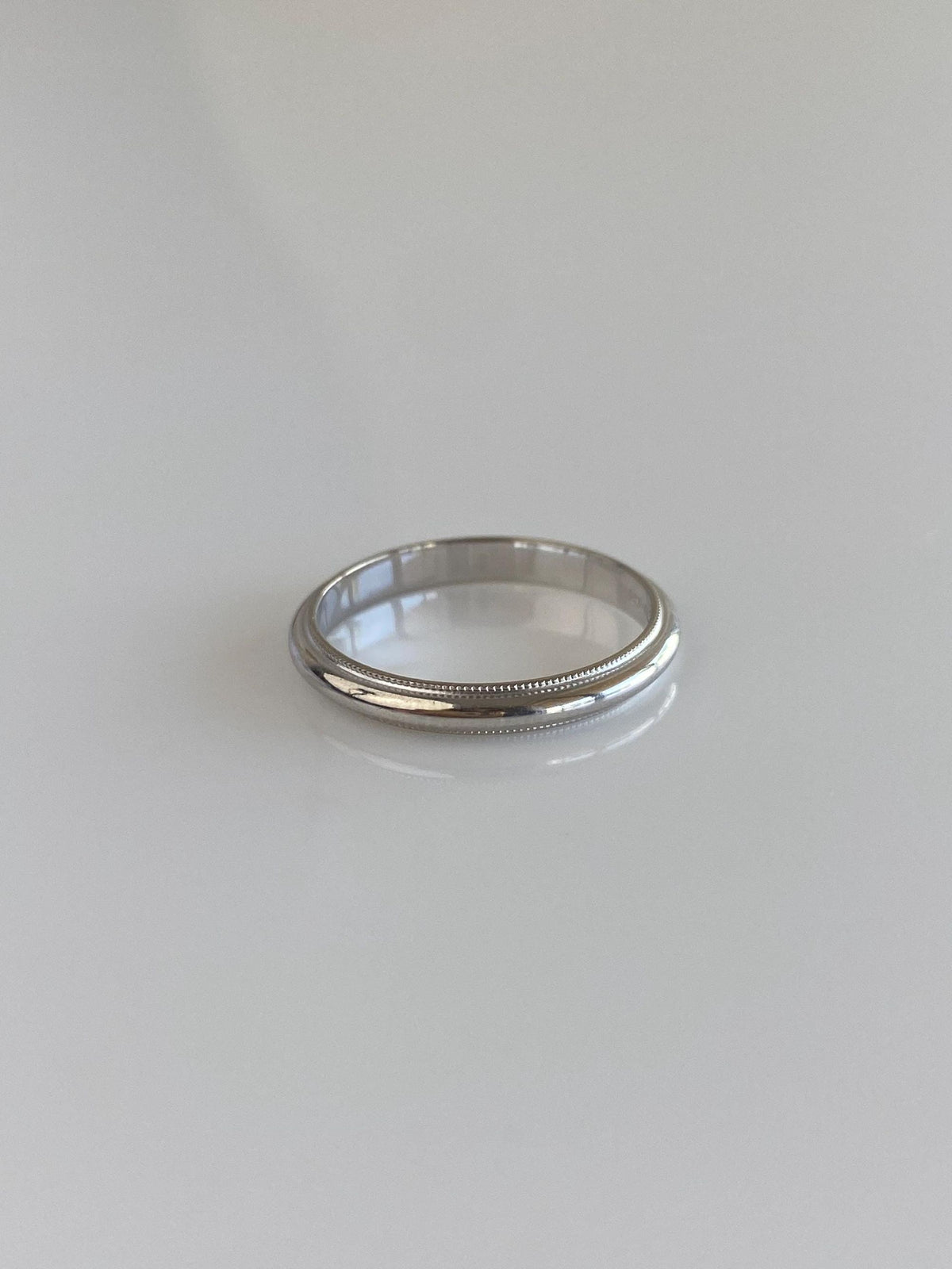 Vintage Solid 14k White Gold Milgrain Ring Band - Size 5.25