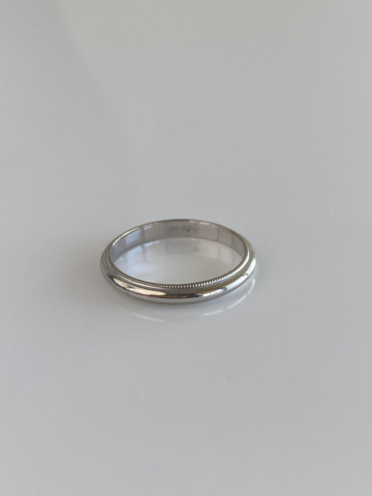 Vintage Solid 14k White Gold Milgrain Ring Band - Size 5.25