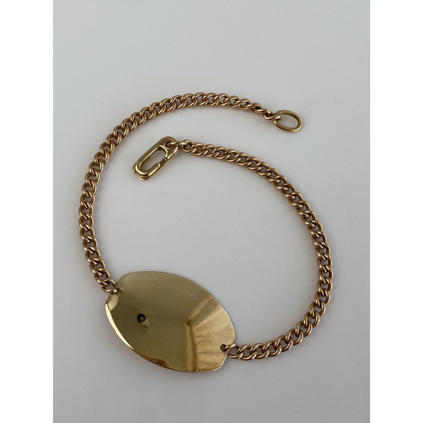 Vintage Solid 10k Yellow Gold Large ID Curb Chain Bracelet - 8 inches