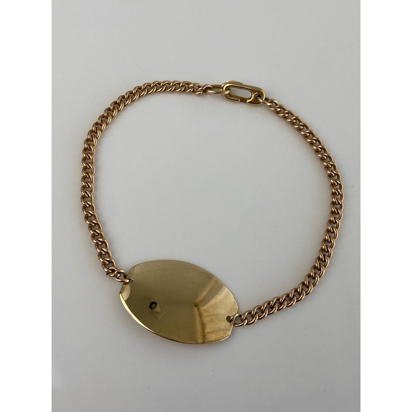 Vintage Solid 10k Yellow Gold Large ID Curb Chain Bracelet - 8 inches