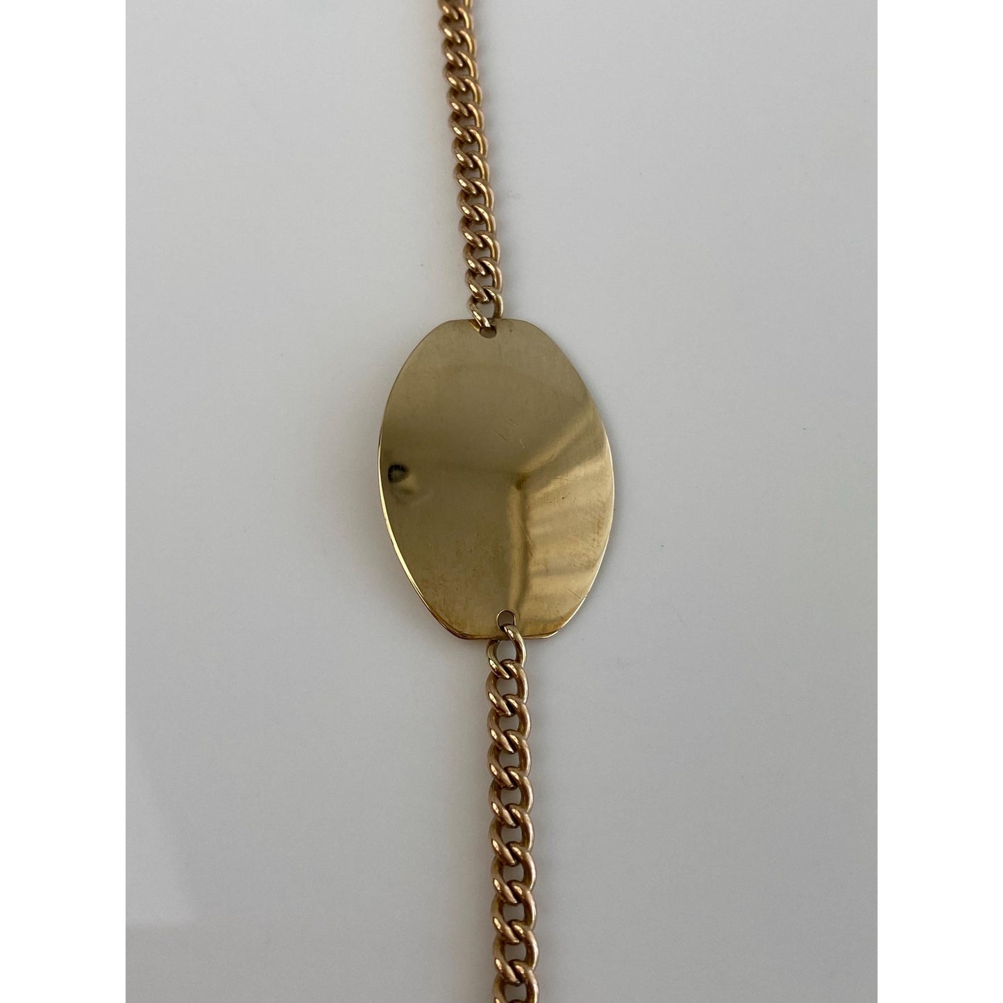 Vintage Solid 10k Yellow Gold Large ID Curb Chain Bracelet - 8 inches