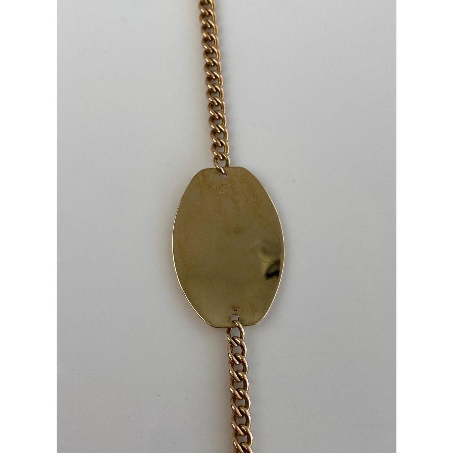 Vintage Solid 10k Yellow Gold Large ID Curb Chain Bracelet - 8 inches