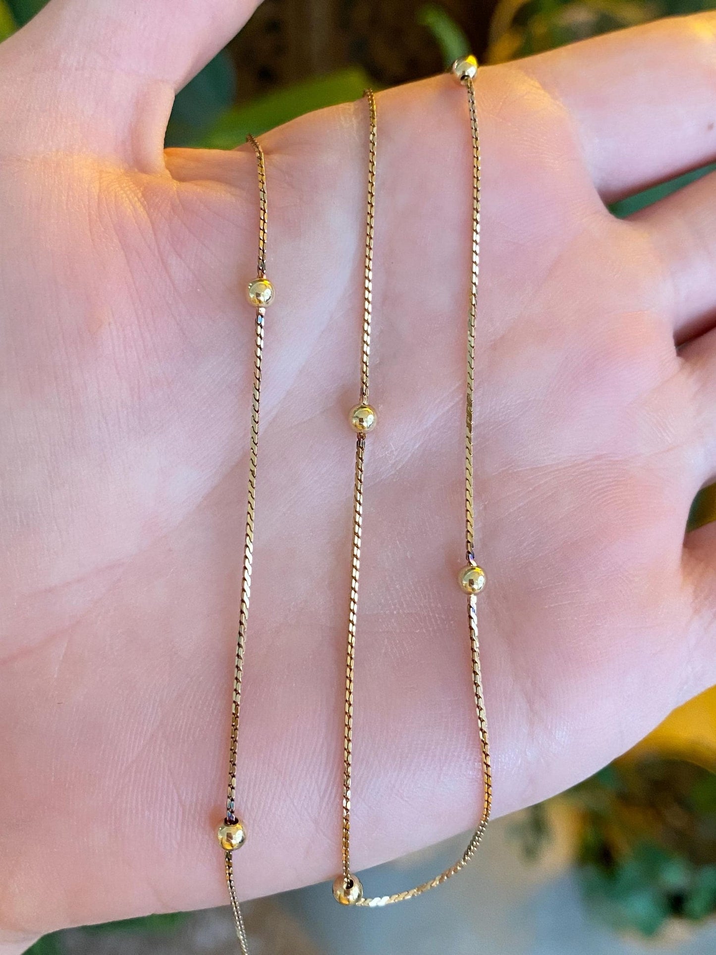 Vintage Solid 18k Yellow Gold Gold Ball Serpentine Chain Necklace - 17 inches