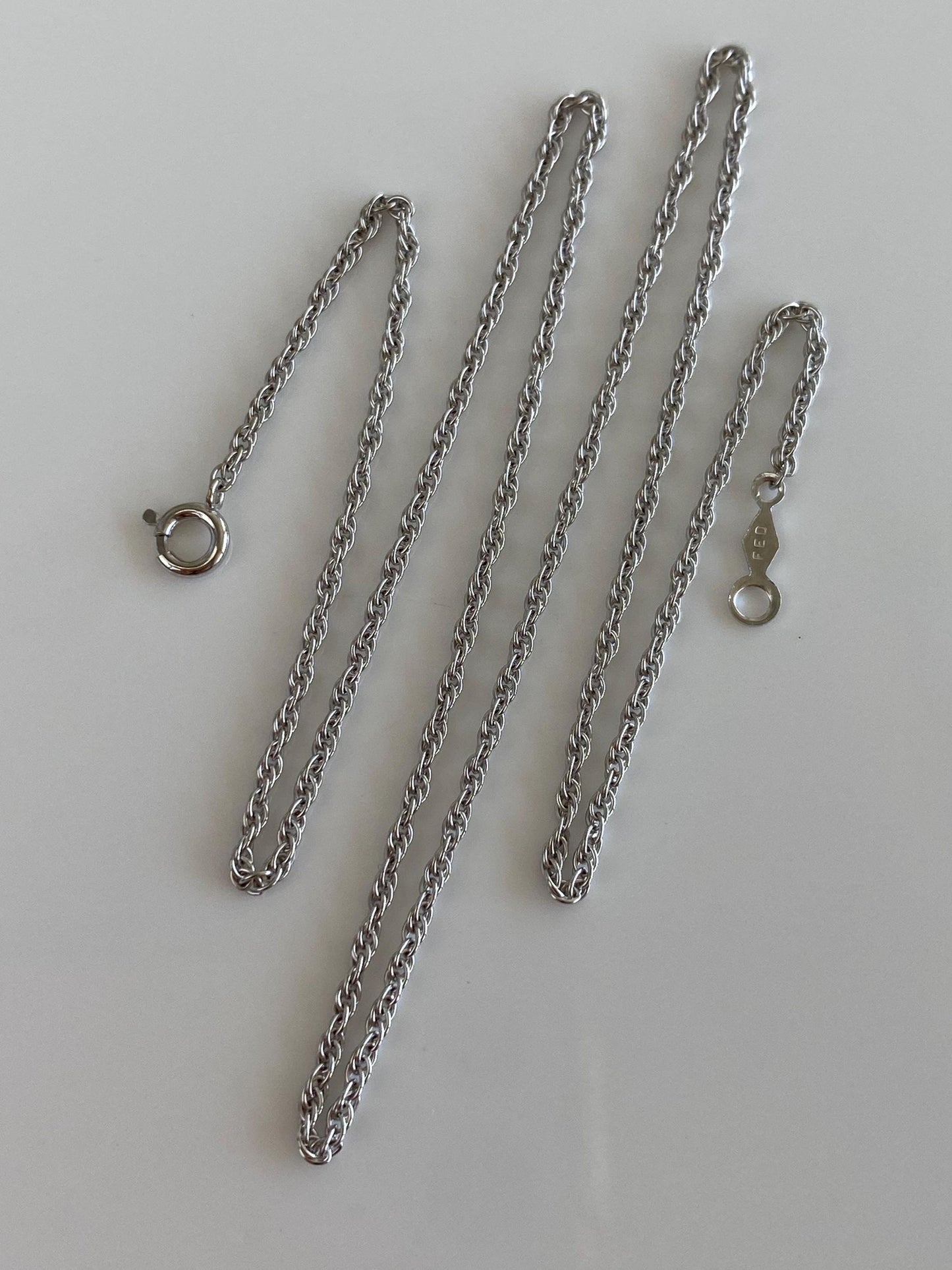 Vintage Solid 10k White Gold Chain Necklace - 15 inches