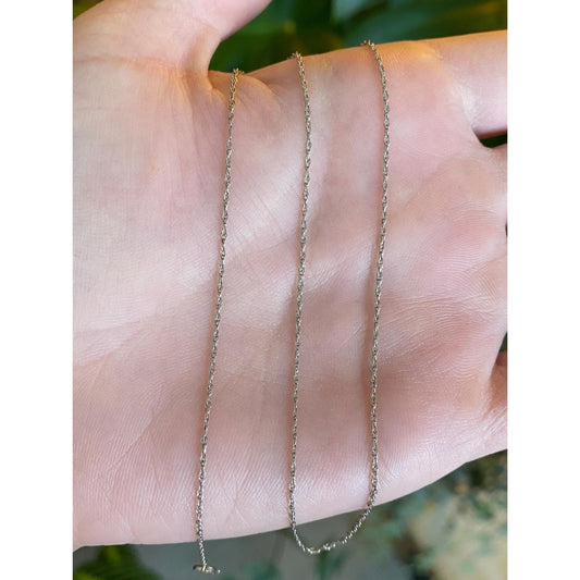 Solid 14k White Gold Dainty Chain Necklace - 15.25 inches