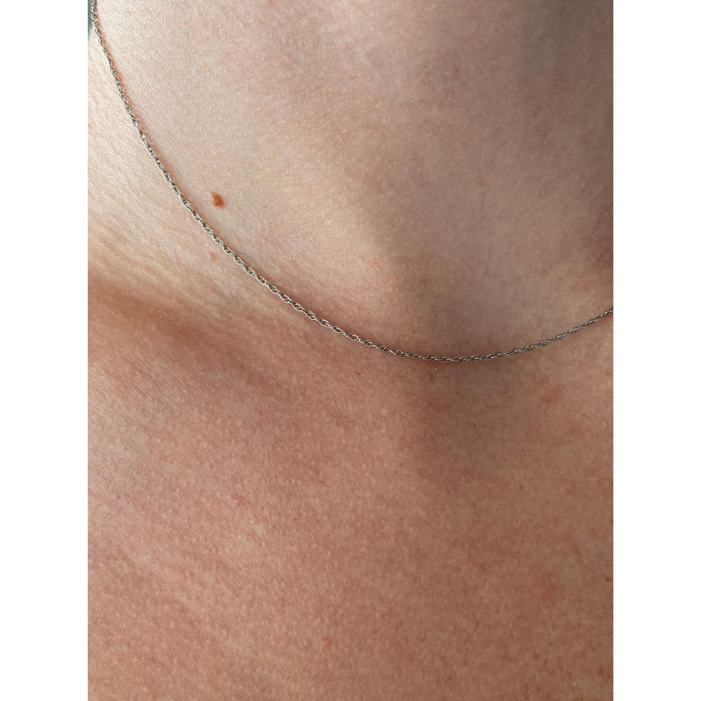 Solid 14k White Gold Dainty Chain Necklace - 15.25 inches