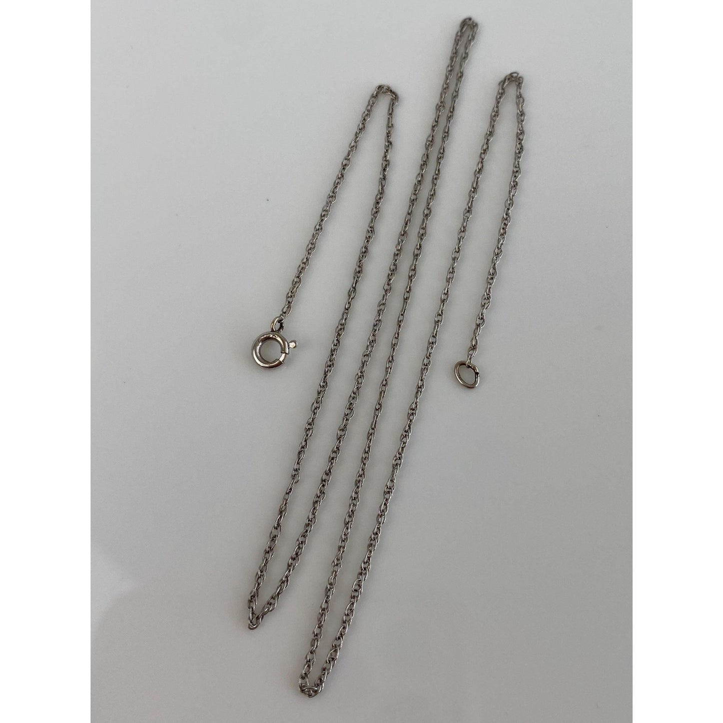 Solid 14k White Gold Dainty Chain Necklace - 15.25 inches