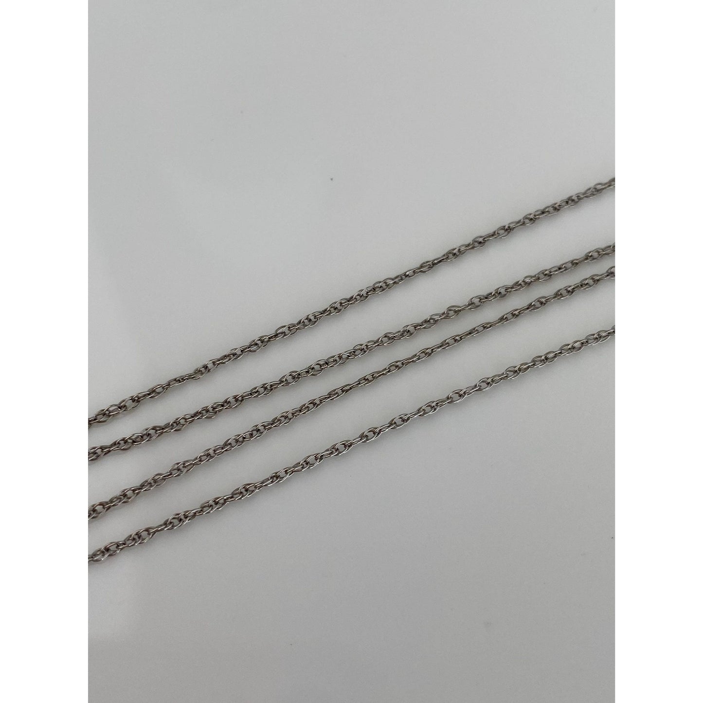 Solid 14k White Gold Dainty Chain Necklace - 15.25 inches