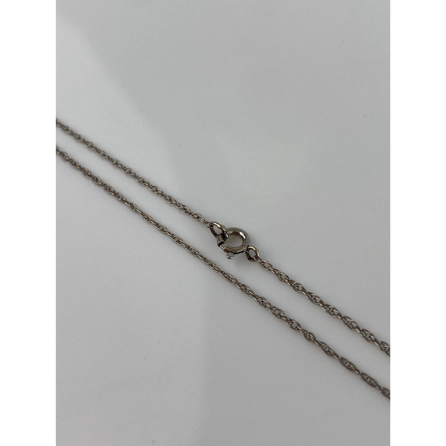 Solid 14k White Gold Dainty Chain Necklace - 15.25 inches