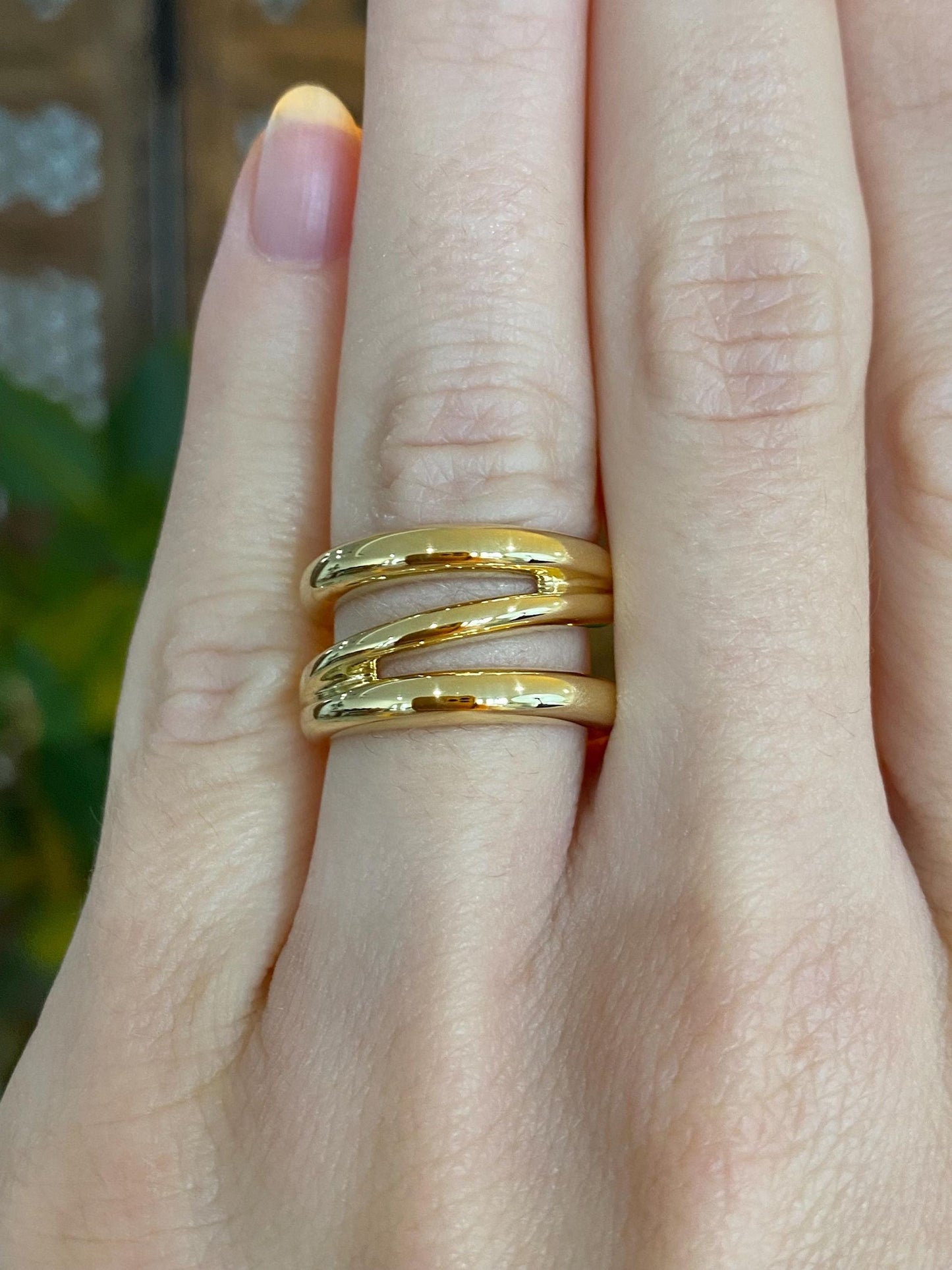 Tiffany & Co Solid 18k Yellow Gold Chunky Diagonal Ring Band - Size 5.25