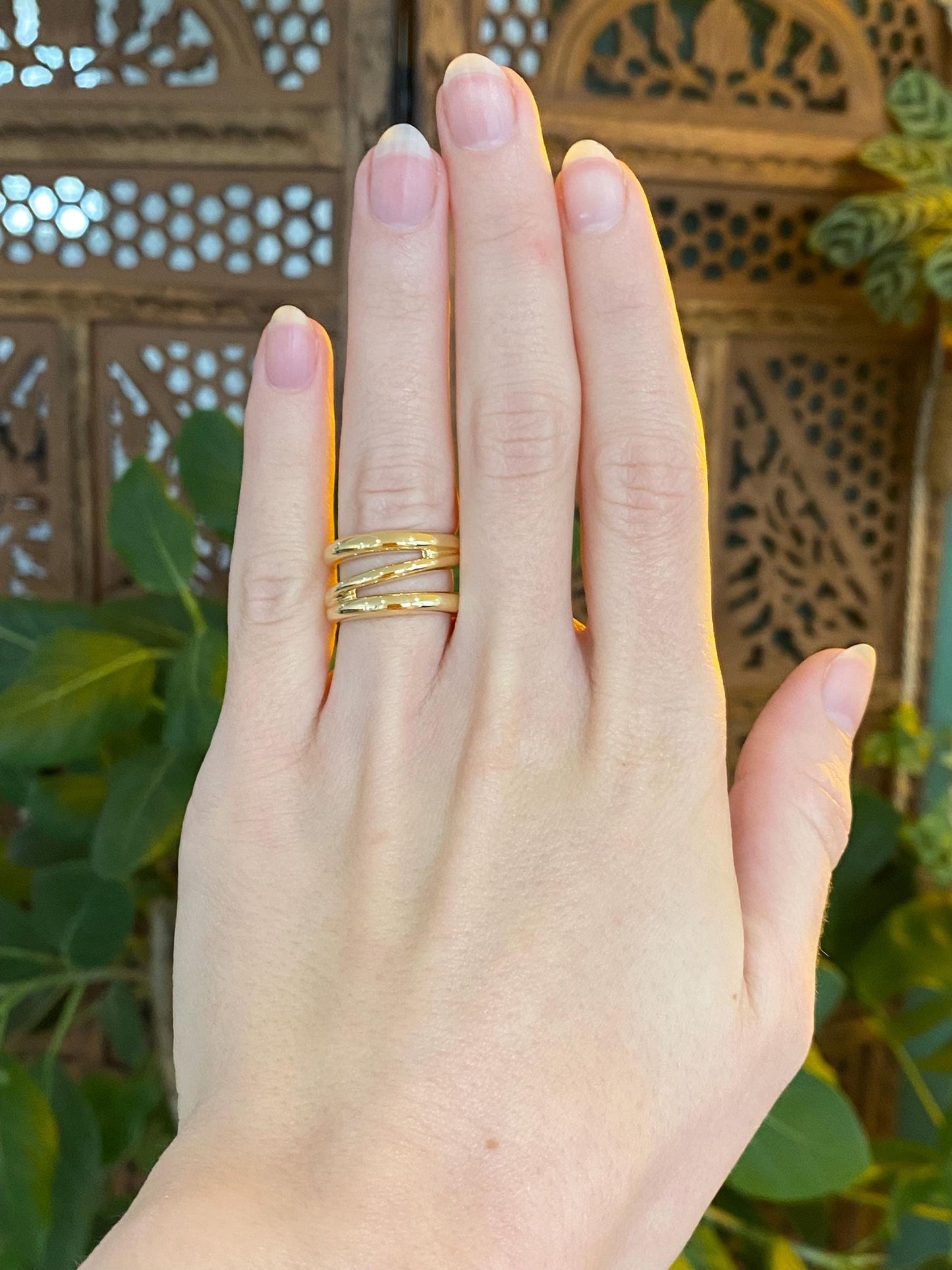 Tiffany & Co Solid 18k Yellow Gold Chunky Diagonal Ring Band - Size 5.25