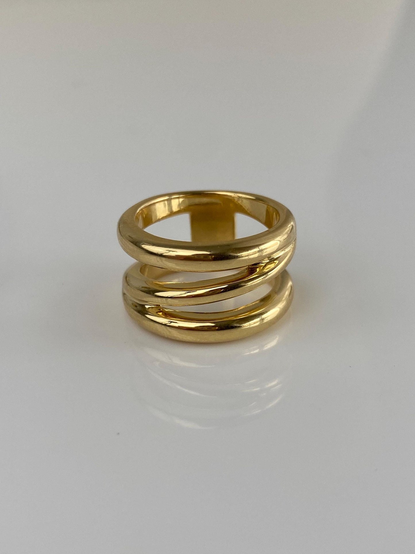 Tiffany & Co Solid 18k Yellow Gold Chunky Diagonal Ring Band - Size 5.25