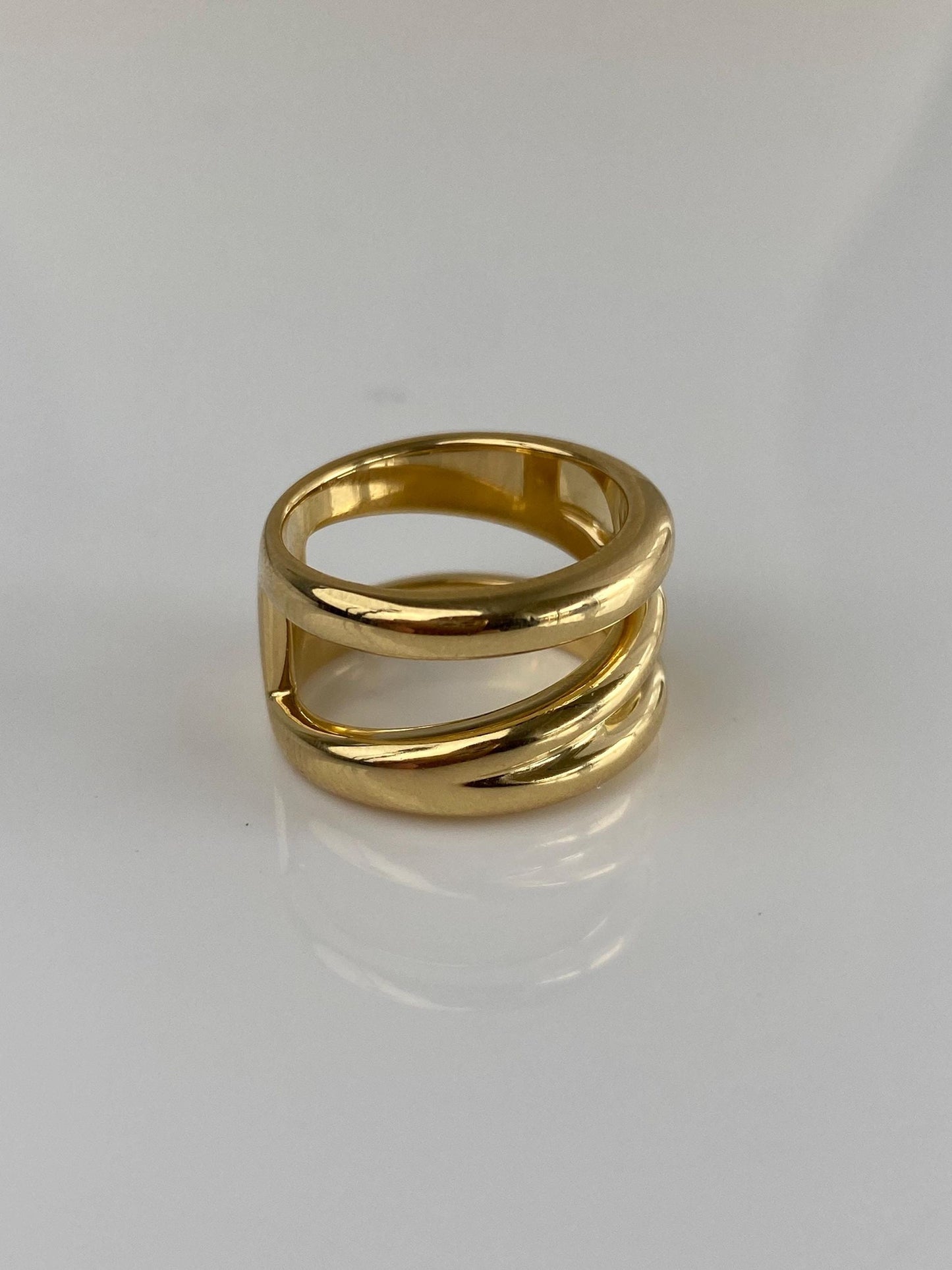 Tiffany & Co Solid 18k Yellow Gold Chunky Diagonal Ring Band - Size 5.25