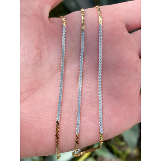 Vintage Solid 14k Yellow Gold Chunky Serpentine Chain Necklace - 18 inches