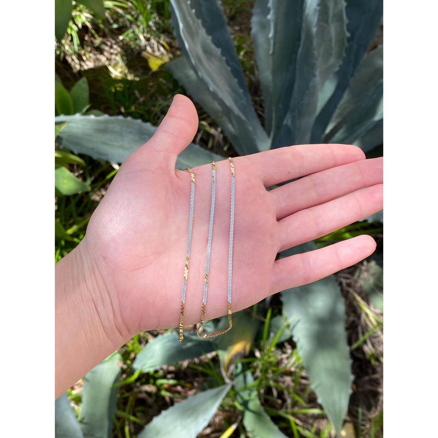 Vintage Solid 14k Yellow Gold Chunky Serpentine Chain Necklace - 18 inches