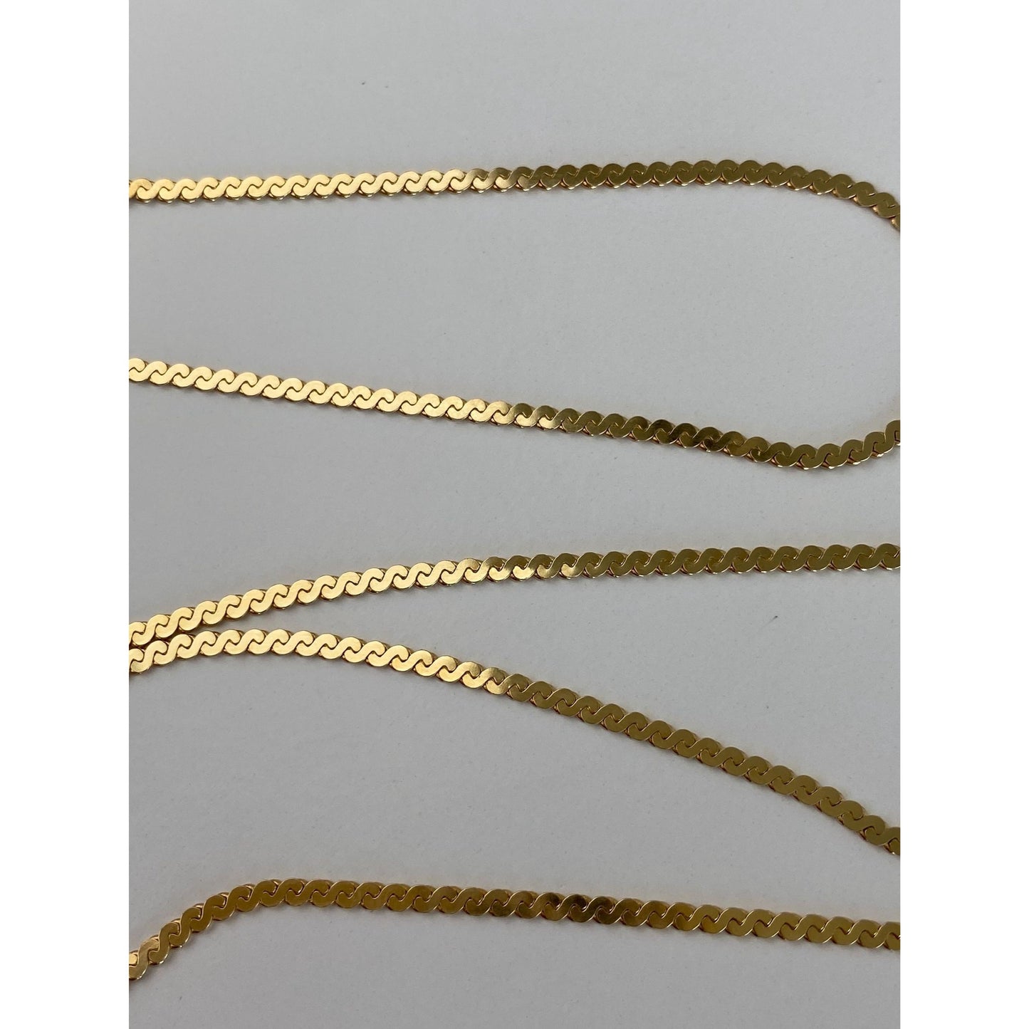 Vintage Solid 14k Yellow Gold Chunky Serpentine Chain Necklace - 18 inches