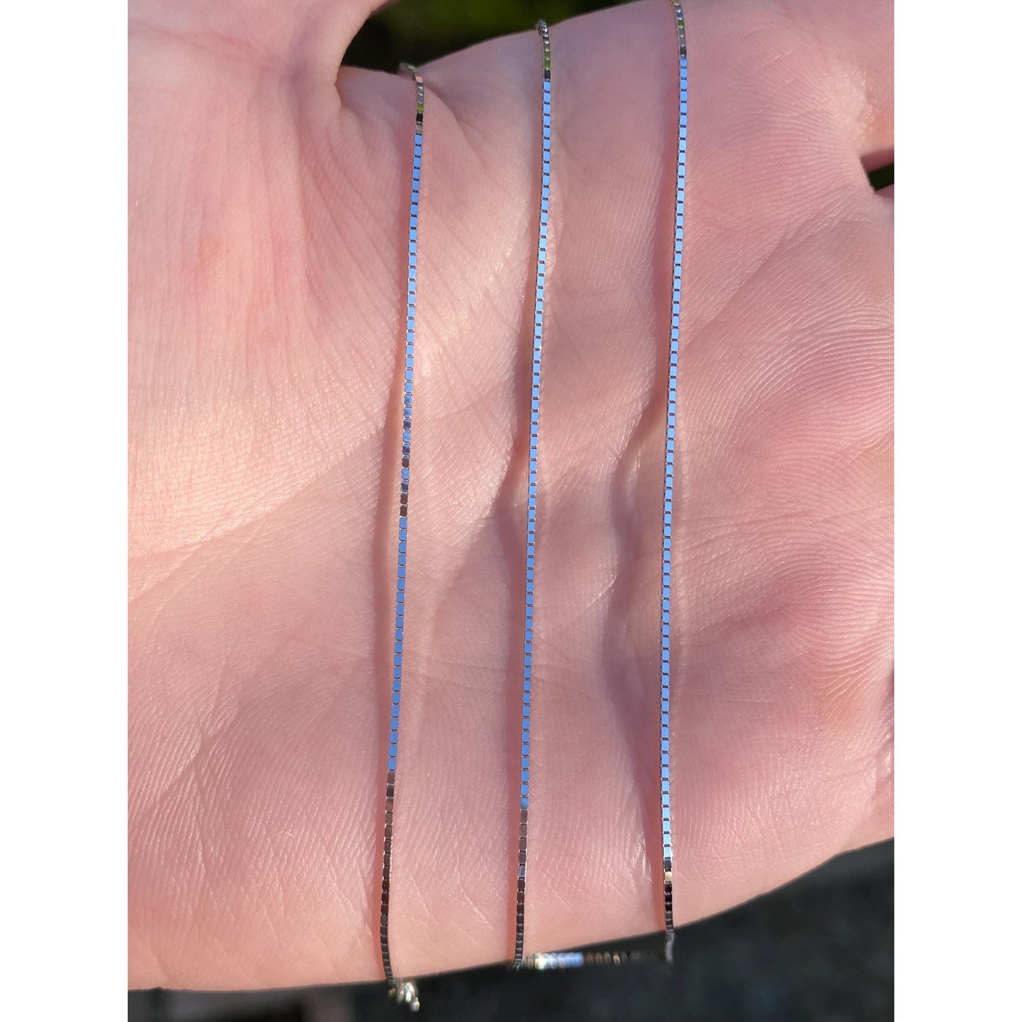 Solid 14k White Gold Box Chain Necklace - 18 inches