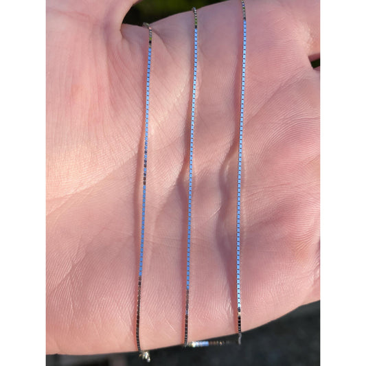 Solid 14k White Gold Box Chain Necklace - 18 inches