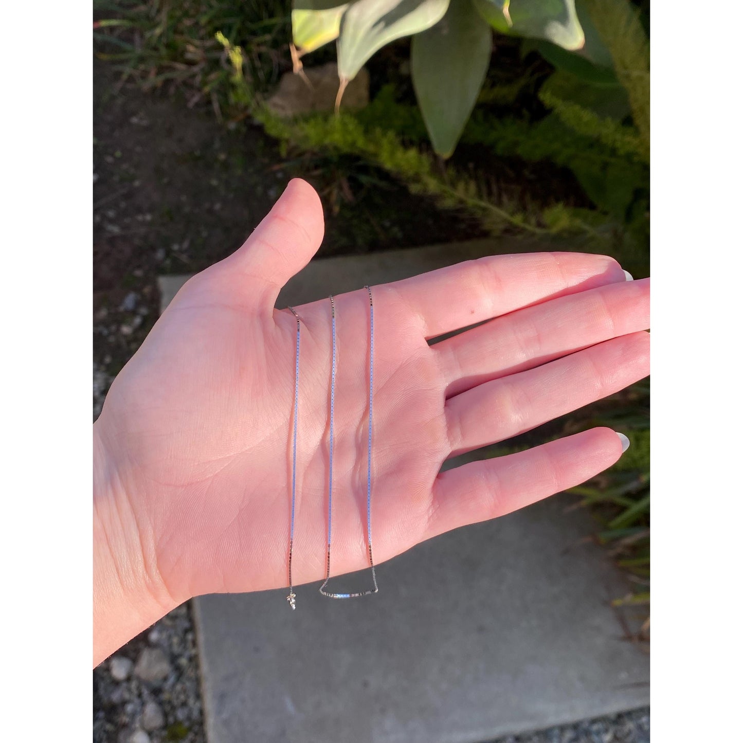 Solid 14k White Gold Box Chain Necklace - 18 inches